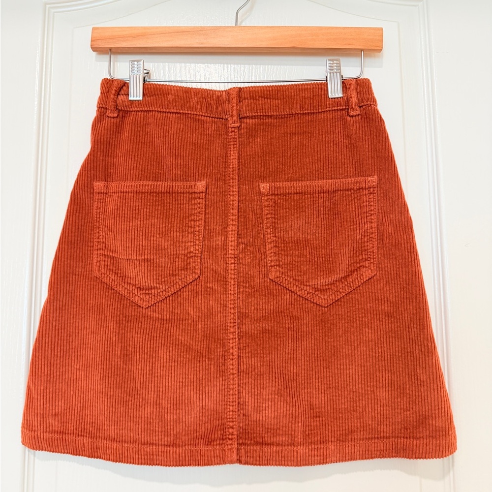 Faherty NWT Corduroy Button Front Mini Skirt Rust Orange Women’s XS - Picture 2 of 6